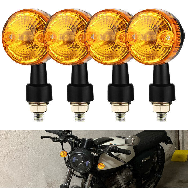 Black Classic Motorcycle Turn Signals Indicator Blinker Light For Cafe Racer US