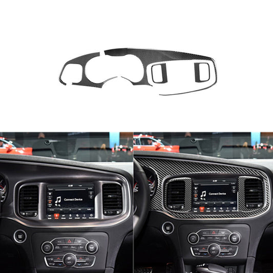 4Pcs Dashboard & Vent Trim Cover Decor Carbon Fiber for Dodge Charger 2015-2021