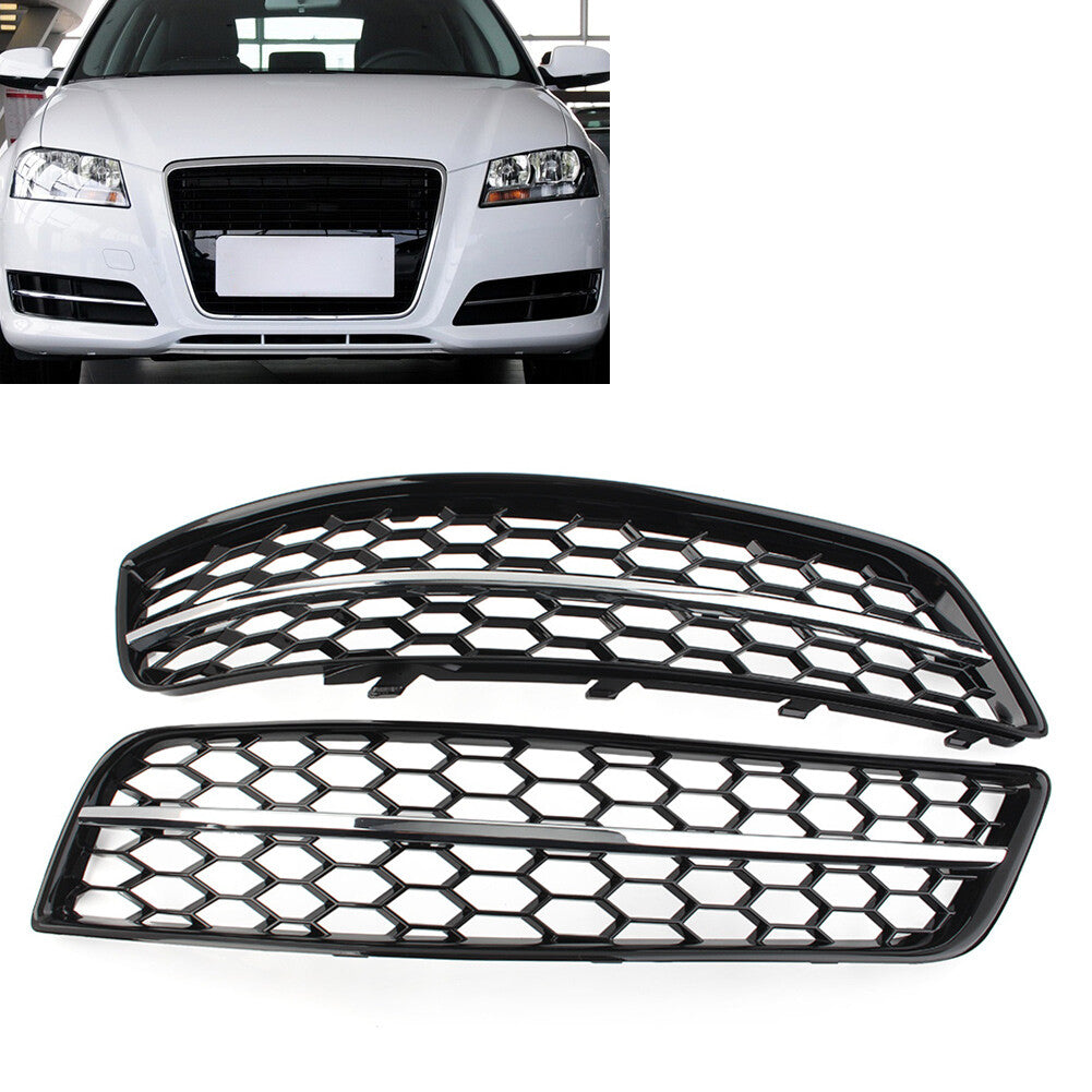 2x Front Bumper Honeycomb Fog Light Grille Cover for Audi A3 8P 2009-2013