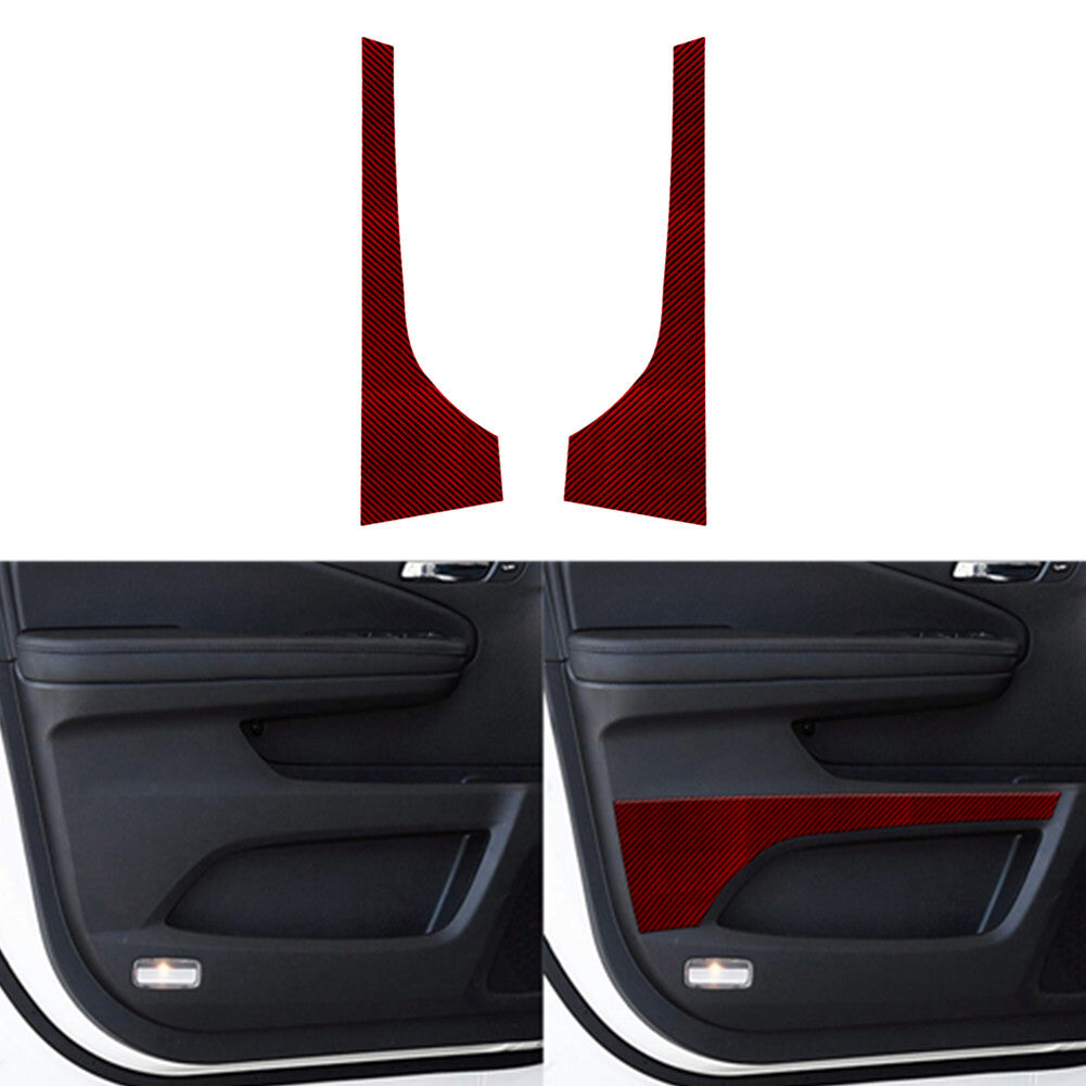2X Red Carbon Fiber Front Door Panel Cover Trim for Honda Ridgeline 2017-2020