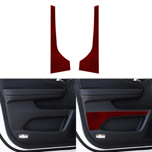 2X Red Carbon Fiber Front Door Panel Cover Trim for Honda Ridgeline 2017-2020