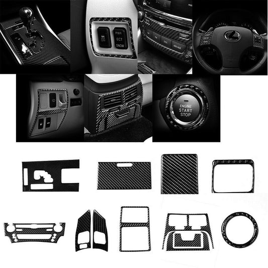 12Pcs For 2006-2012 for LEXUS IS250 IS350 Carbon Fiber Interior Full Set Cover Trim