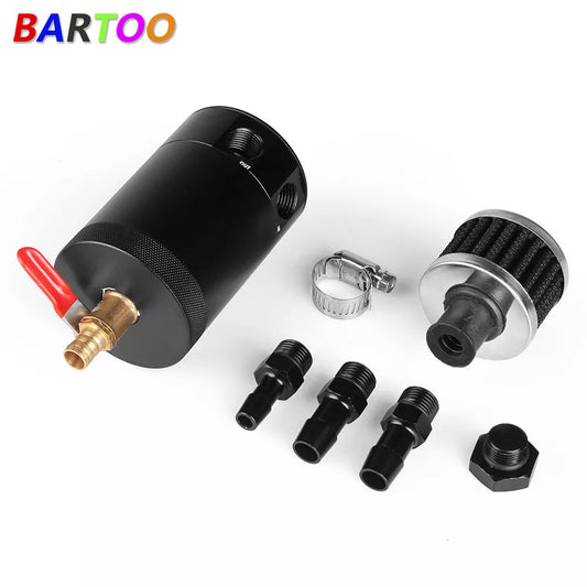 2-Ports Aluminum 200ML Billet Engine Oil Tank Air Filter Drifting Racing Car