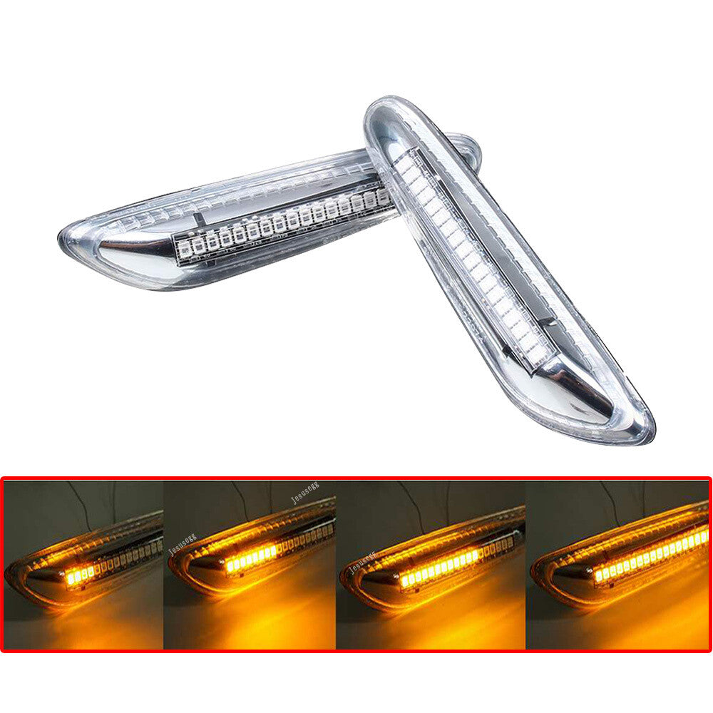 2Pcs Clear Lens White LED Side Marker Lights Lamp for BMW E60 E80 E90 3-Series