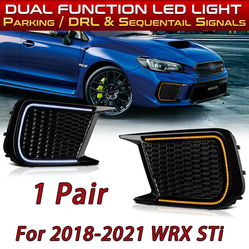 Switchback Sequential Smoked LED Fog Light Cover Bezel (DRL) for 2018-2021 WRX STi
