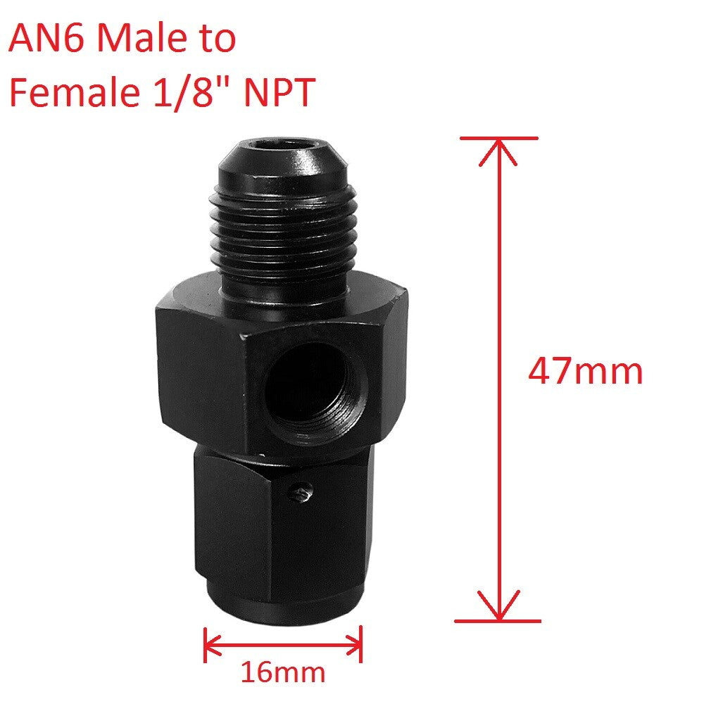 Straight Sensor Fitting Adapter AN6 Male to Female 1/8 NPT Gauge Port Fuel Hose