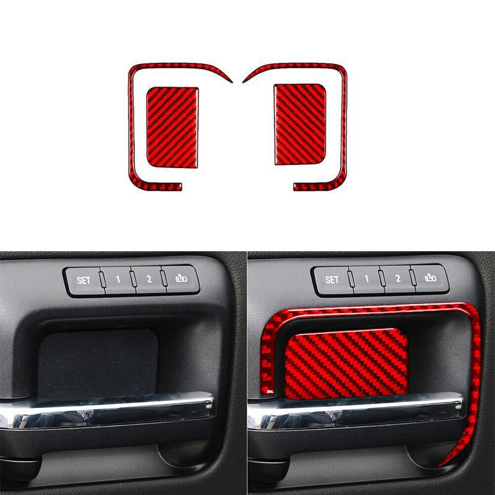 Red Carbon Fiber Front Door Handle Cover Trim For Silverado for GMC for SIERRA 2014-2018