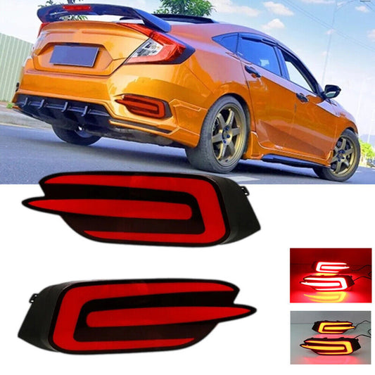 2PCS LED Bumper Driving Lamp Rear Fog Light for Honda for Civic Sedan 2016-2019