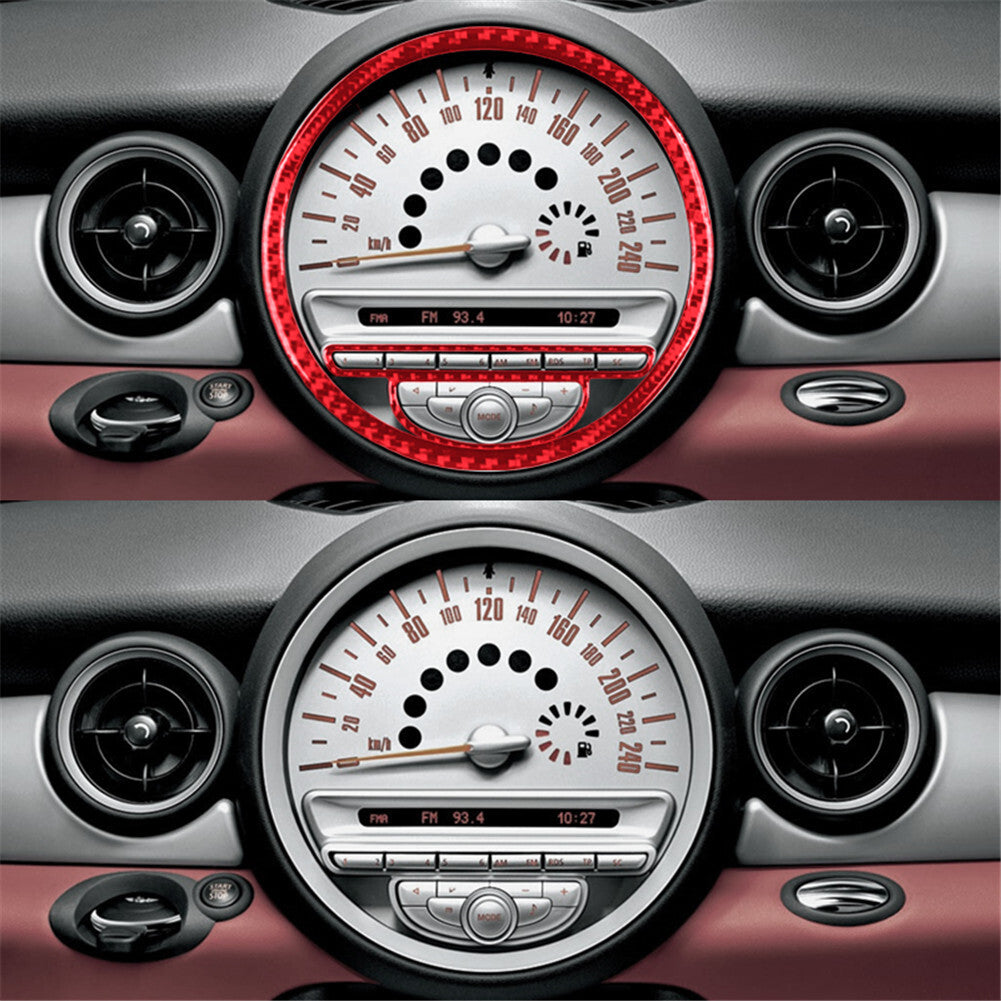 Red Carbon Fiber Center Speed Radio Control Trim Cover for MINI Cooper 2007-2011