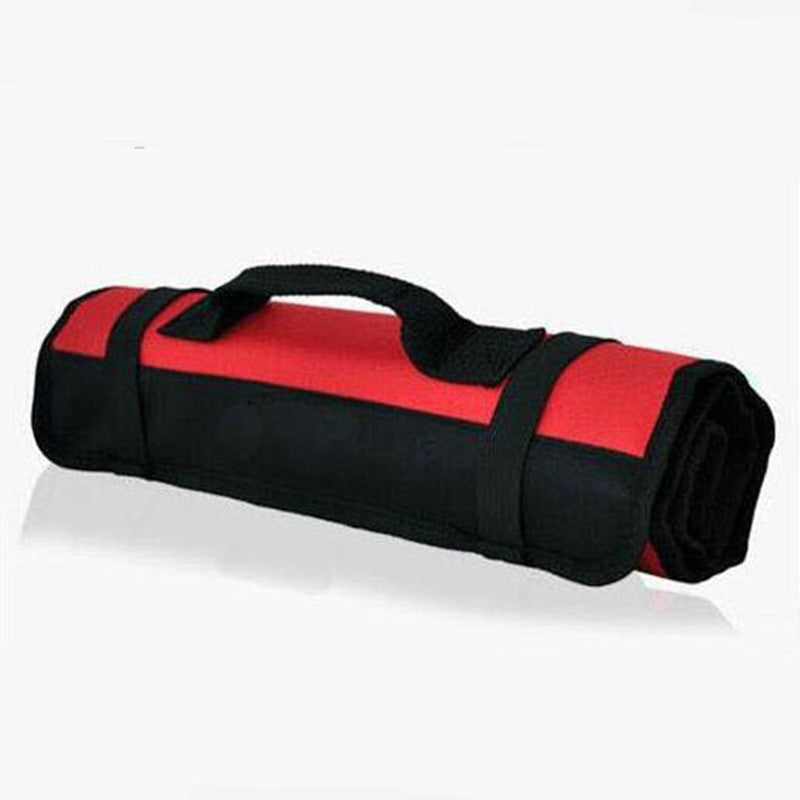 1x Red Oxford Canvas Reel Roll Type Storage Bag Tool Pocket Pouch Car Tool Reels