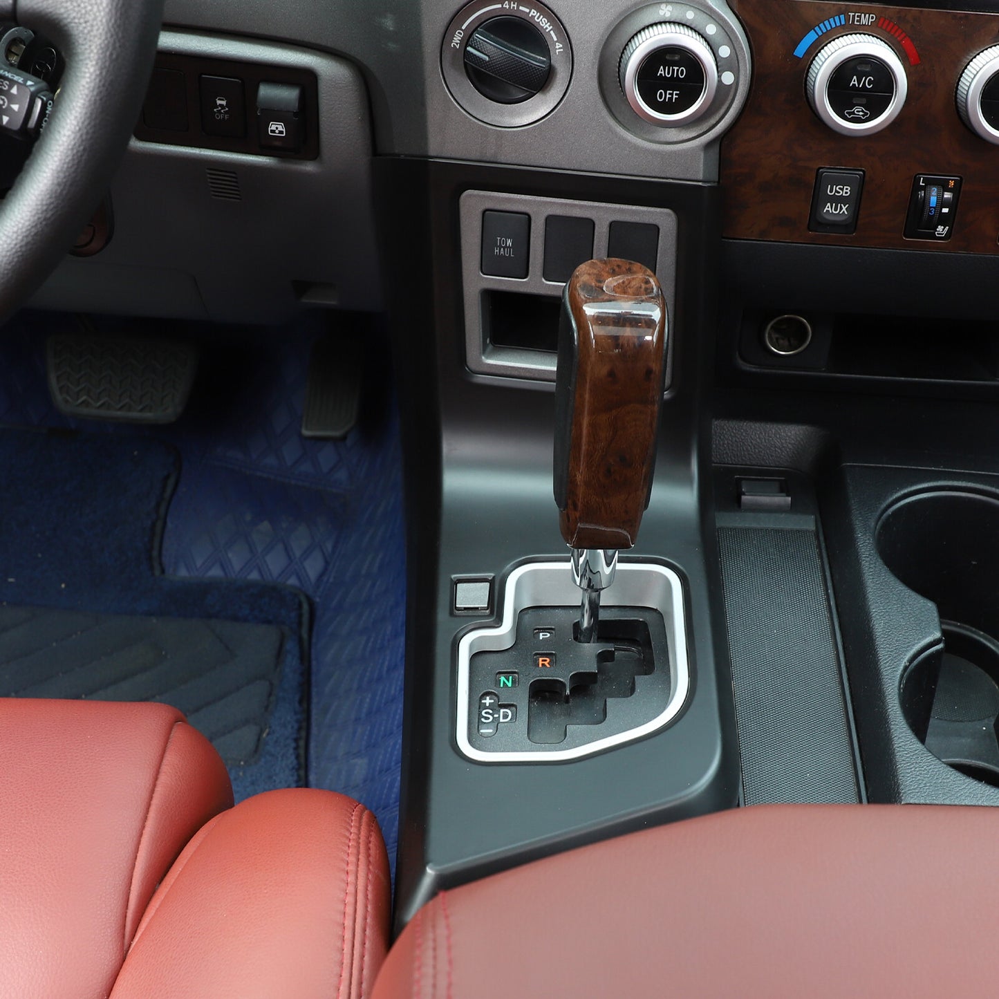 Matte black steering wheel button trim frame with ABS. Suitable for Toyota Tundra 2022-2023.