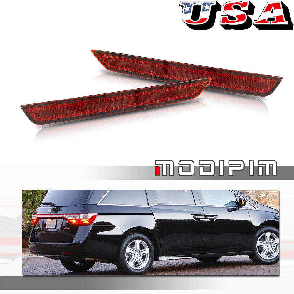 Red reflector assembly for 2011-2017 for Honda Odyssey rear bumper taillights.