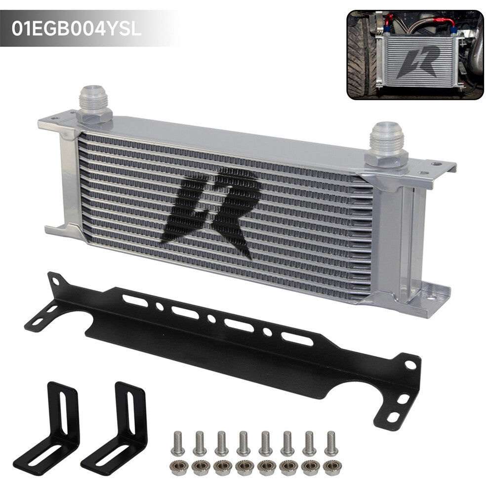 Universal 13 Row Engine Stacked Plate Oil Cooler Aluminium AN10+Mounting Bracket