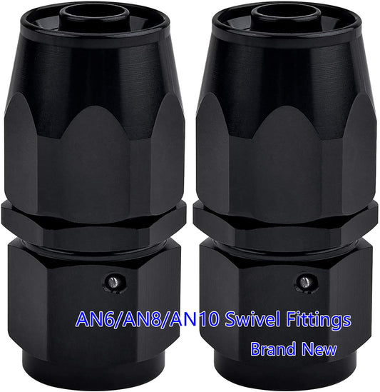 6/8/10AN Straight Rotary Hose End Fitting for Braided Fuel Lines (Aluminum 2-Piece)