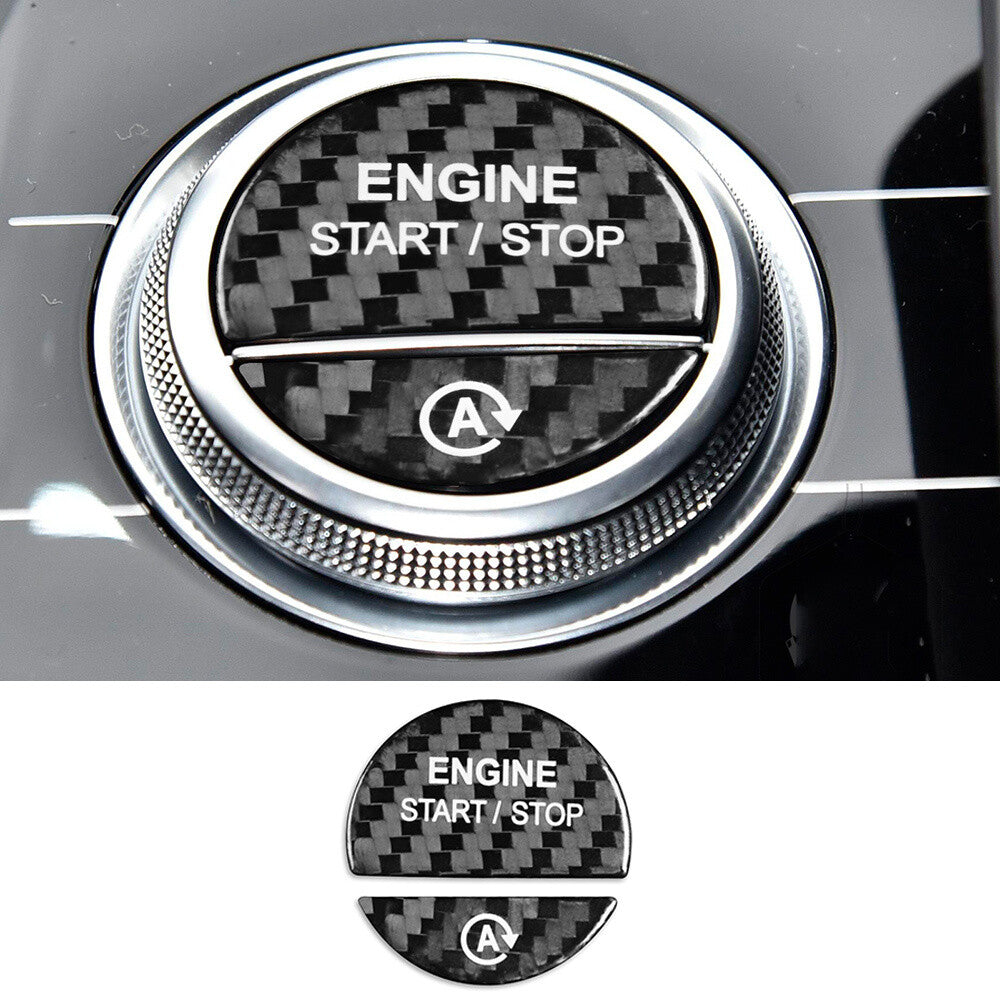 2¡ÁCarbon Fiber Engine Start Stop Button Cover for Benz CS Class W206 W223 2022+