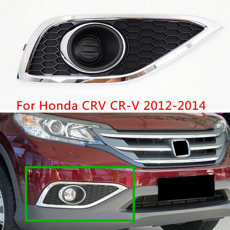 Right Side Front Bumper Fog Lamp Cover Bezel W/Chrome ABS for Honda CR-V 2012-14
