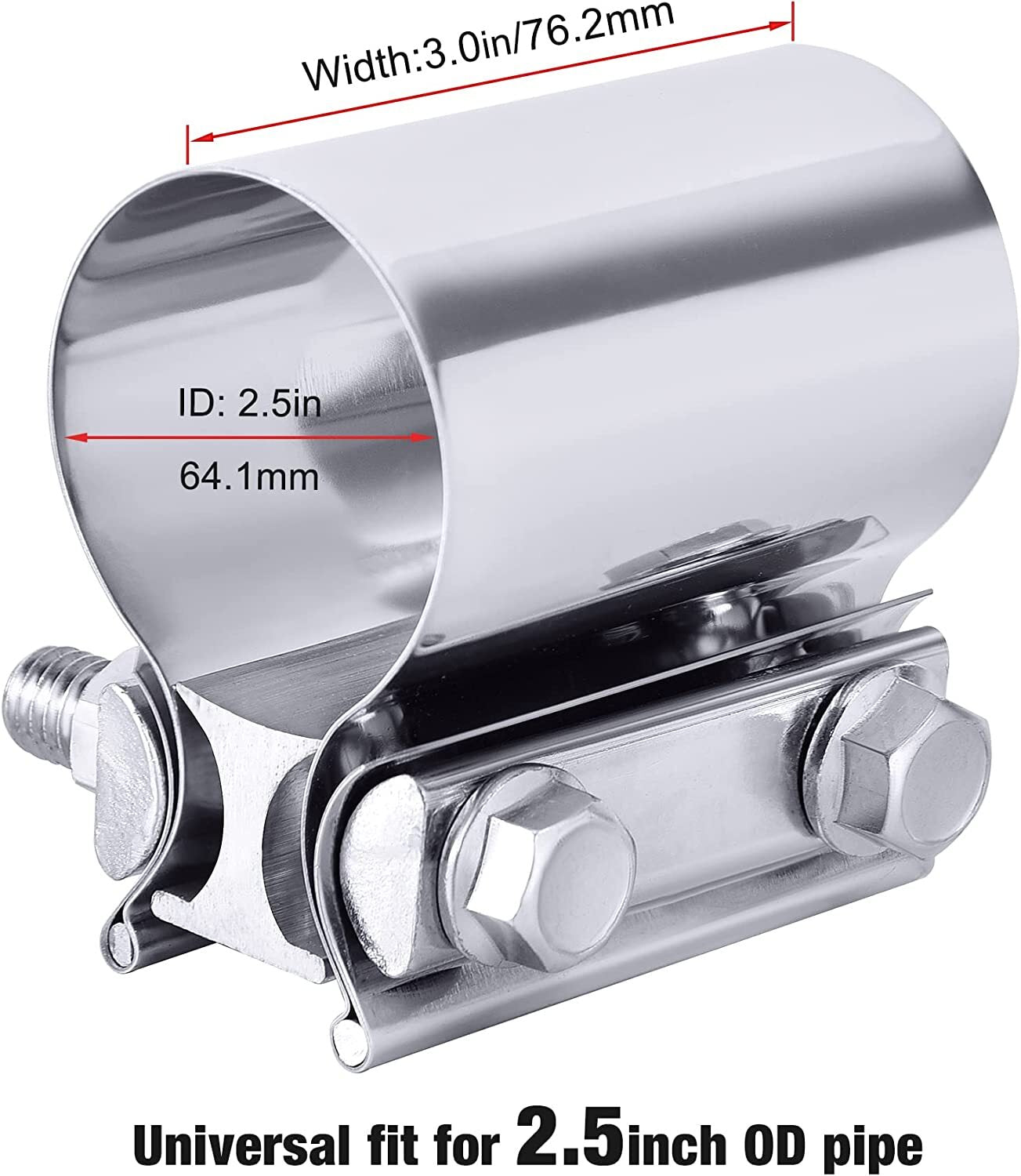 2.5-inch/3-inch/4-inch/5-inch push-button connector exhaust seal with clip muffler clip, 2-piece exhaust clip set