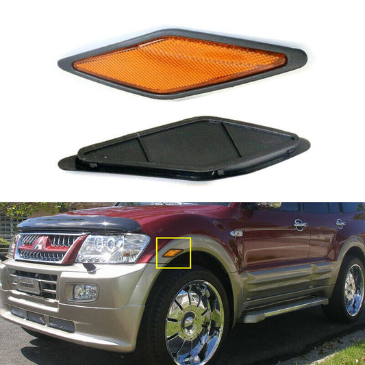Pair front fender reflectors Lamp LHRH for Mitsubishi Pajero Montero 2000-2003