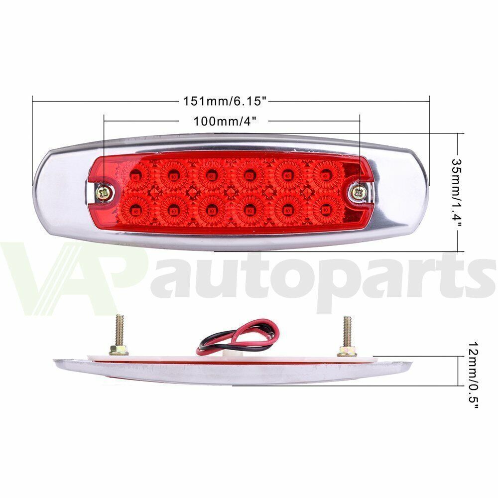 10pcs 12V Red Clearance Lights Side Marker Lights Trailer TRUCK LORRY LAMP 12LED