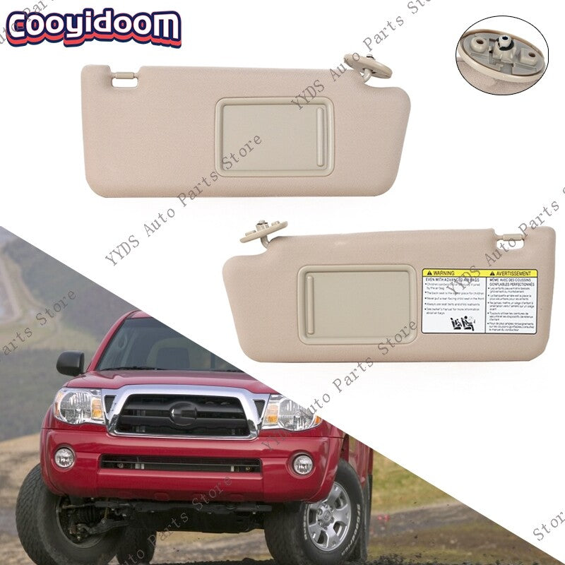 LHRH Sunshade Beige Sun Visor for Toyota Tacoma 2005-2014 With Mirror Cover