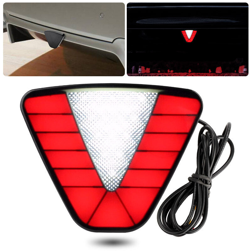 Universal F1 Style LED Strobe Rear Bumper Stop Tail Lamp Triangle Brake Light