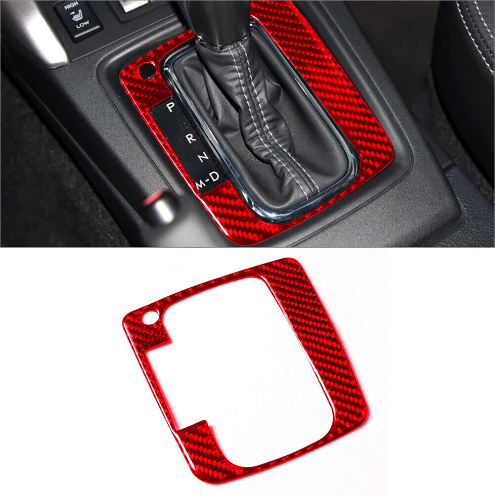 Red Carbon Fiber Interior Gear Shift Panel Cover for Subaru Forester 2013-2018