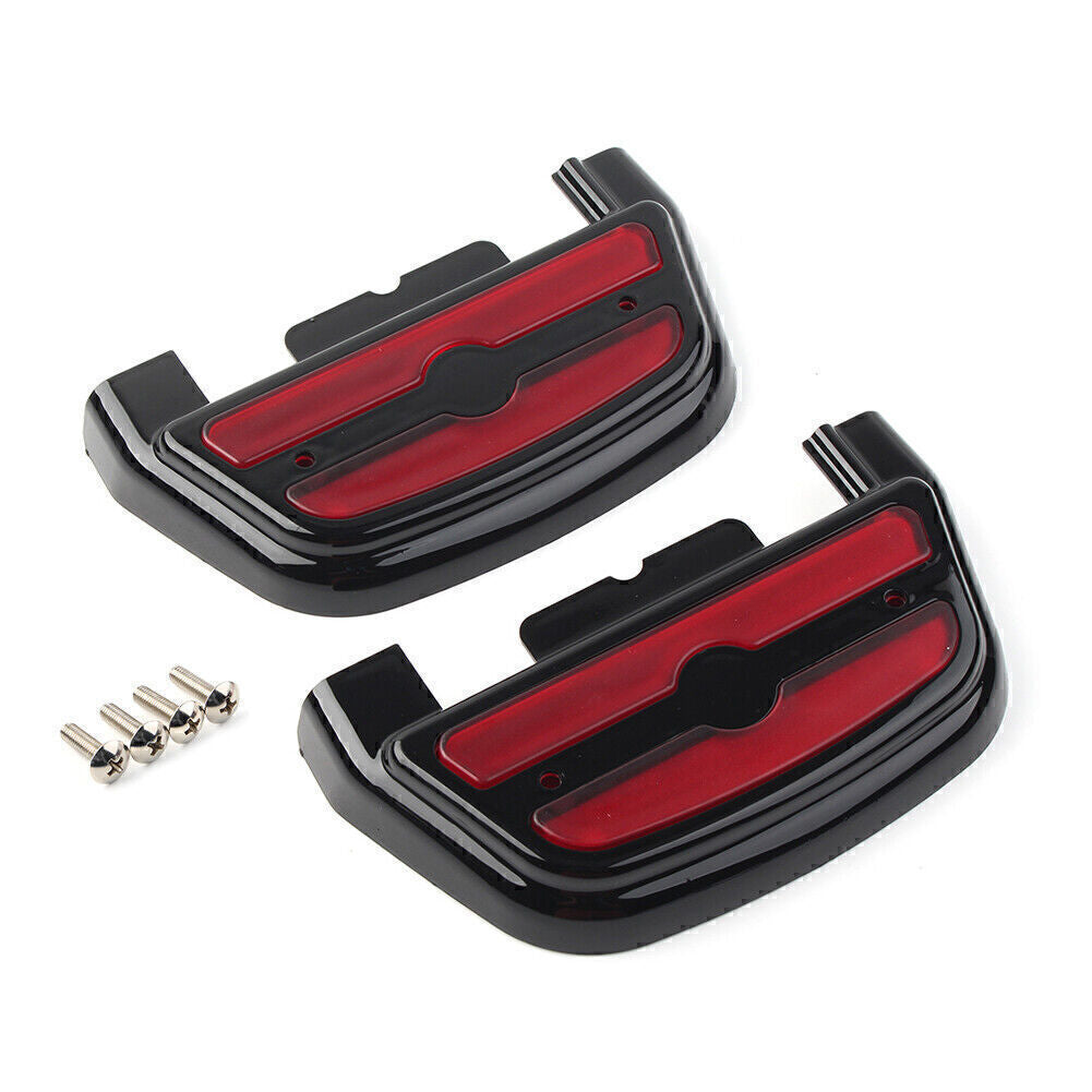 LED Light Passenger Footboard Floorboard Cover Red for Harley Touring Road King
