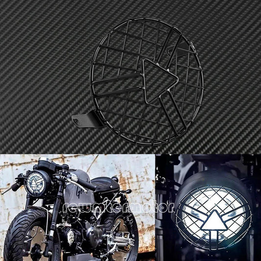 6.3 Motorcycle Front Black Headlight Stripe Grill Mesh Lattice Grid Cover Mount