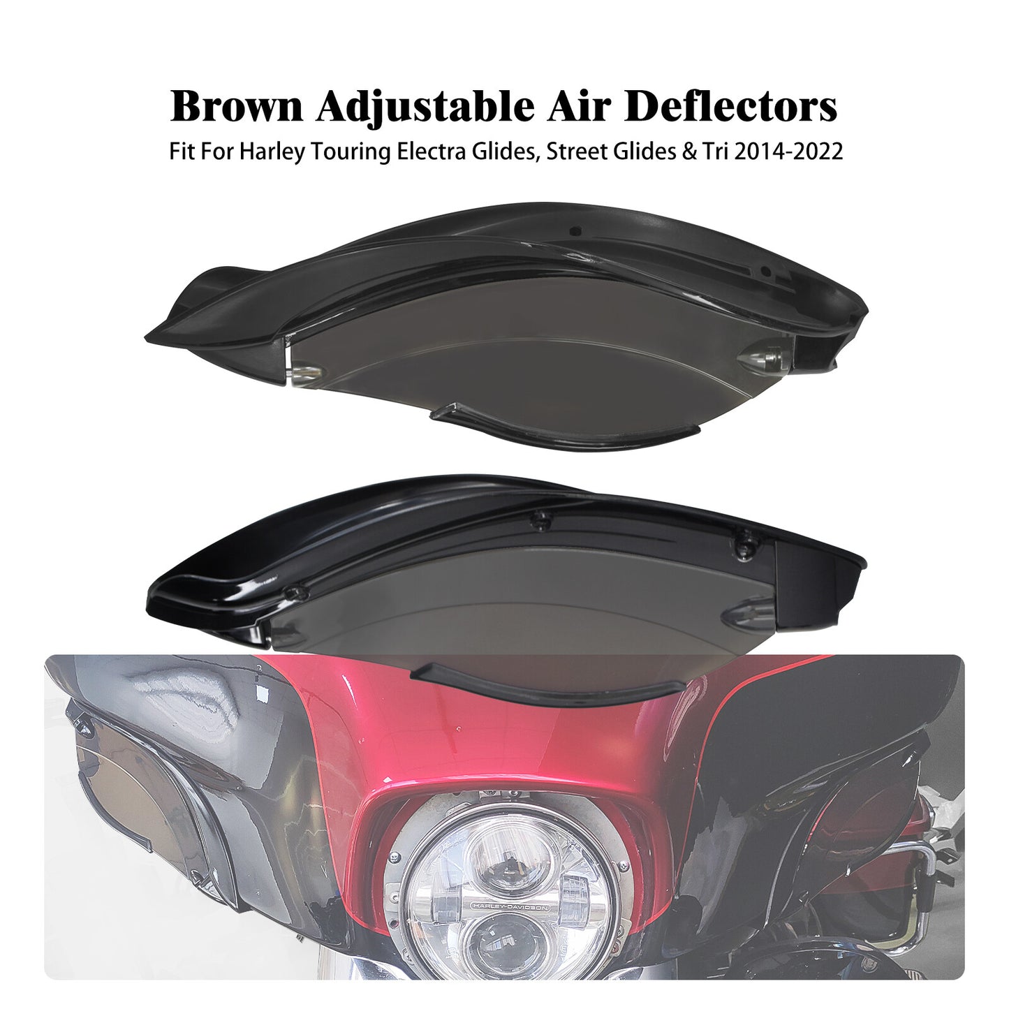Black Batwing Fairing Brown Air Deflectors for Harley Electra Street Glide 14-23