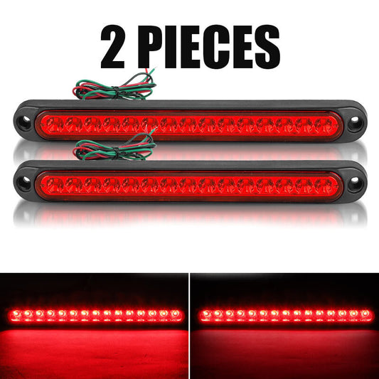 2X Red 15 LED Truck Trailer Strip DRL Stop Brake Tail Light Rear Turn Light Bar