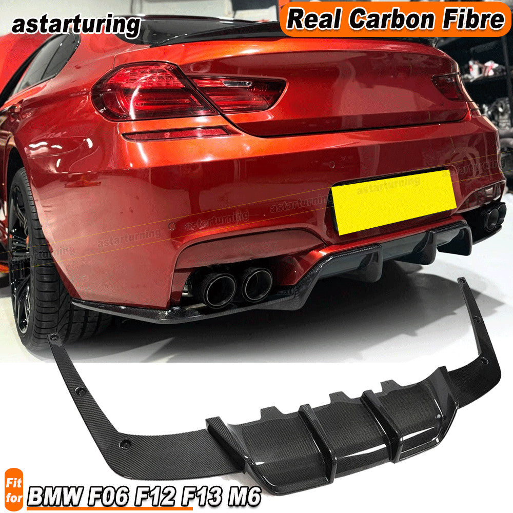 for BMW F06 F12 F13 M6 2013-2018 REAL CARBON Rear Bumper Diffuser Lip Splitters