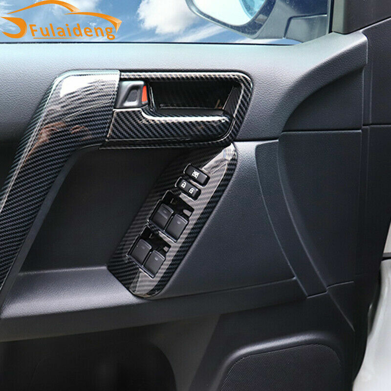 Carbon Fiber Inner Door Handle Bowl Cover Trim for Toyota Prado FJ150 2010-2021