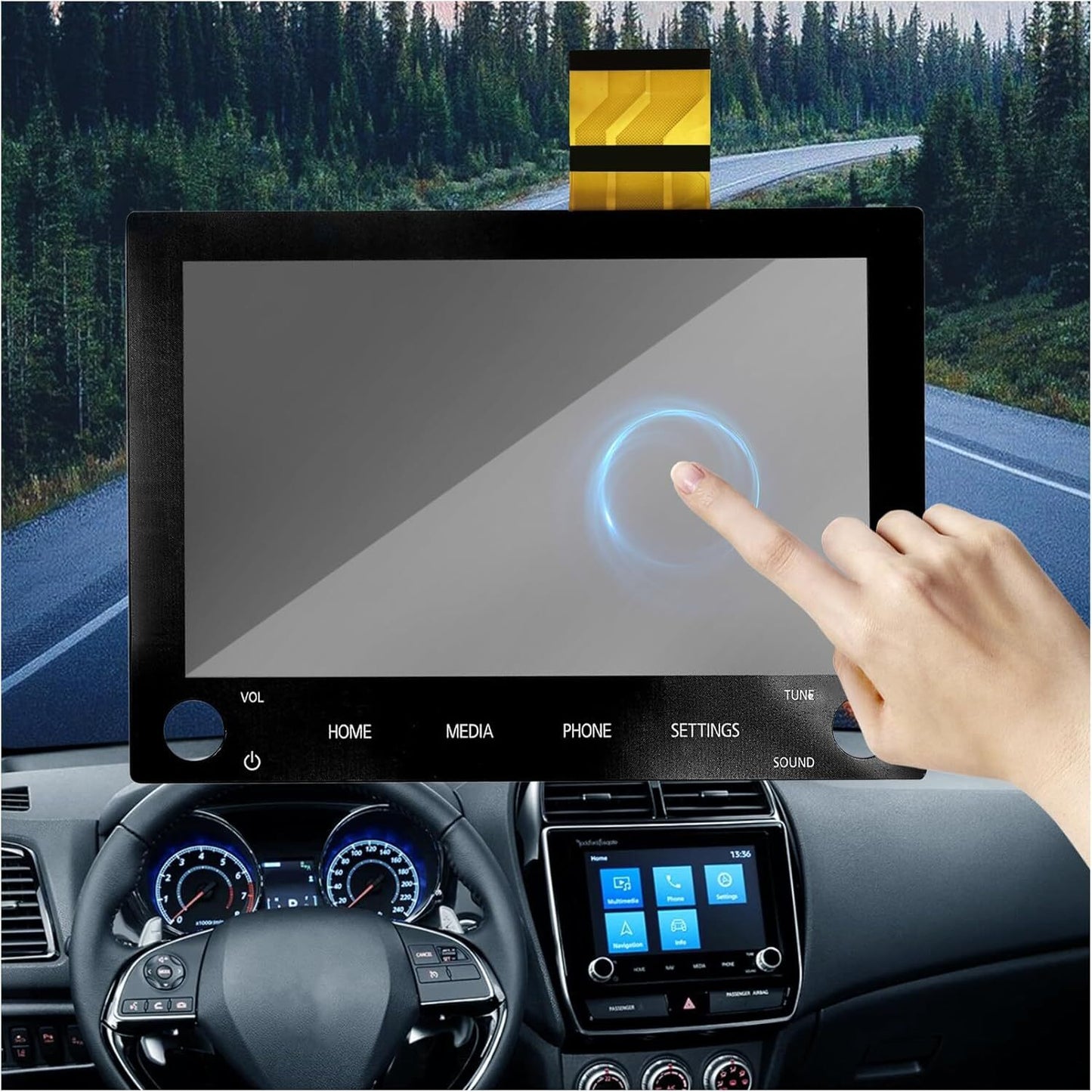 8 LCD MONITOR TOUCH-SCREEN 2 KNOBS 8740a076 040 for Mitsubishi Outlander 20-22