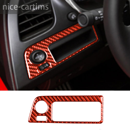 Red Carbon Fiber Headlight Switch Panel Trim for Chevrolet for Corvette C7 2014-2019