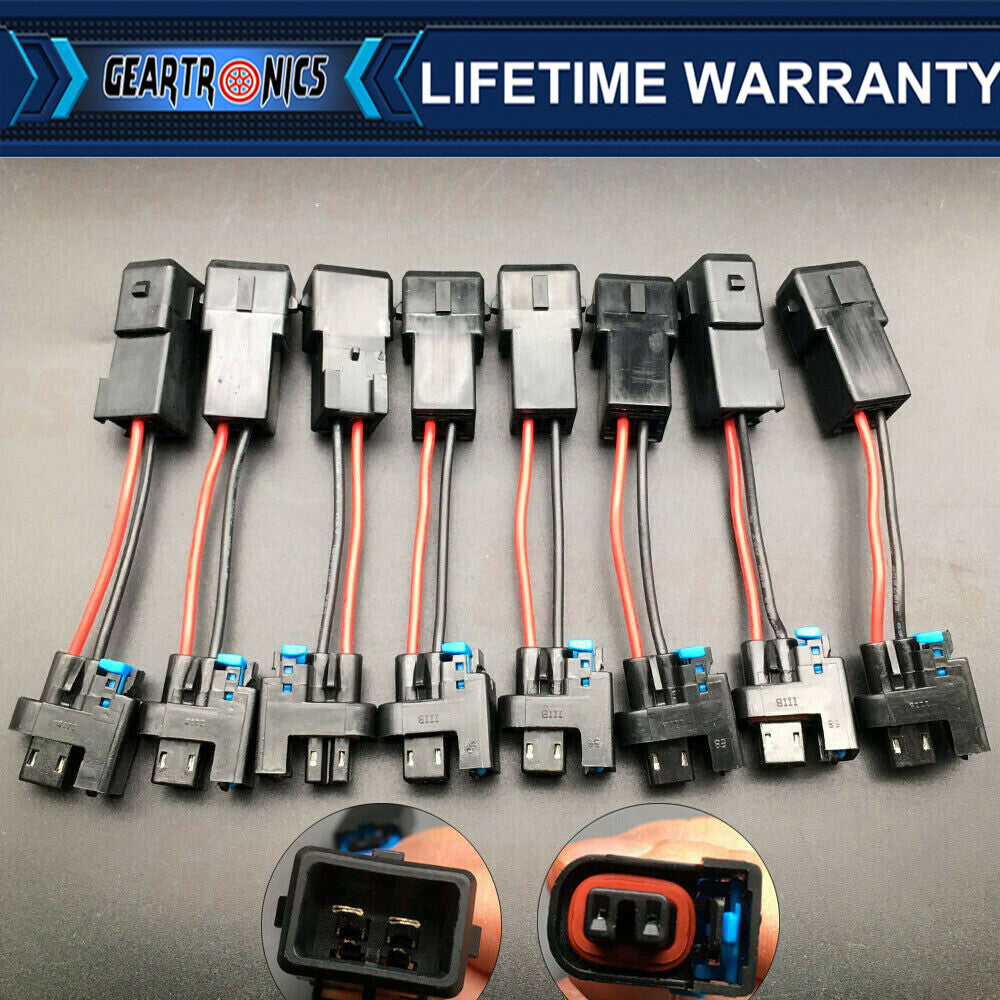 8PCS LQ4 LQ9 4.8 5.3 6.0 Delphi wire Harness to LS1 LS6 EV1 Injector Adapters!