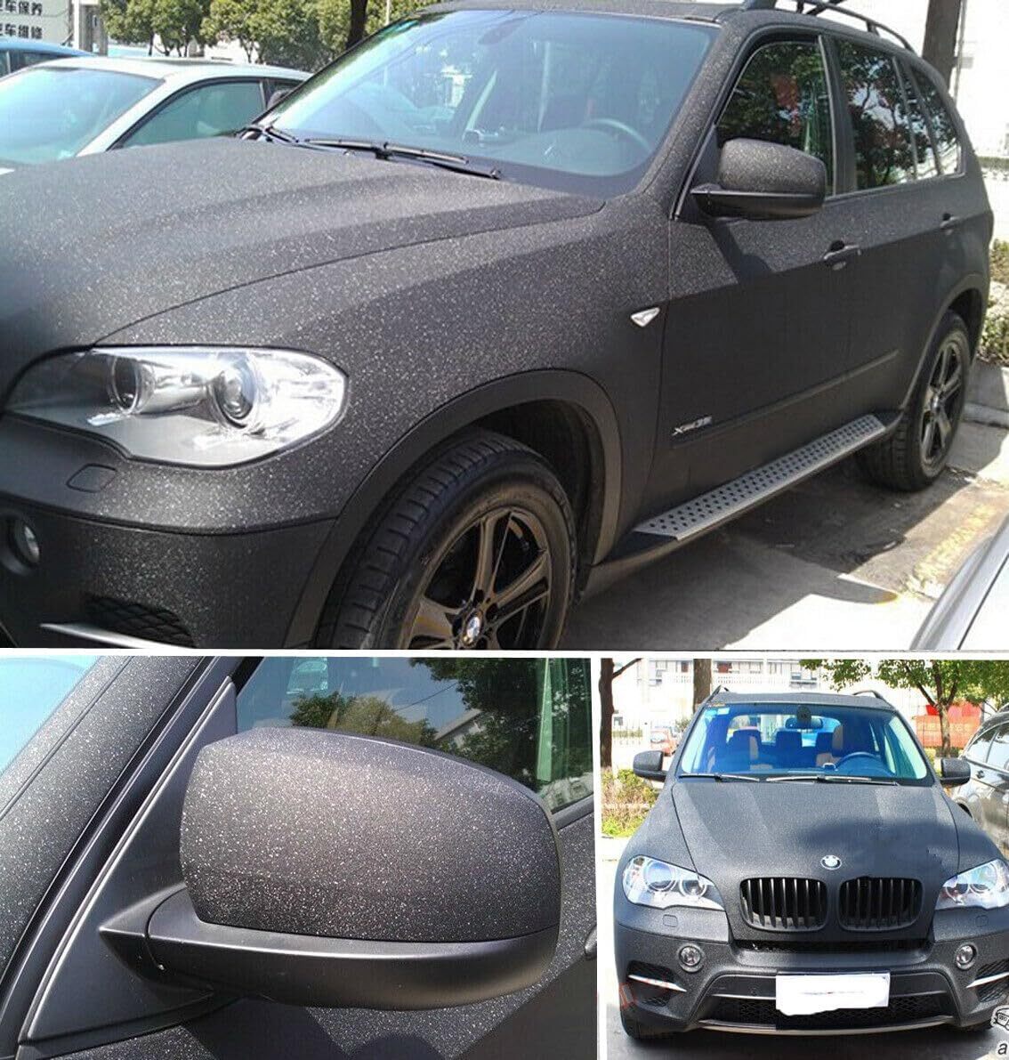 Black Glitter Diamond Sandy Sparkle Car Vinyl Wrap Matte Black Shiny Car Film