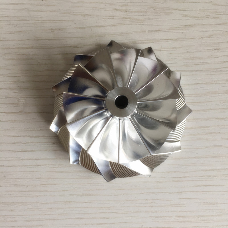 T04E 57.04/76.13 mm 11+0 Blade Turbine Milling/Burnt Compressor Wheel for Racing Cars