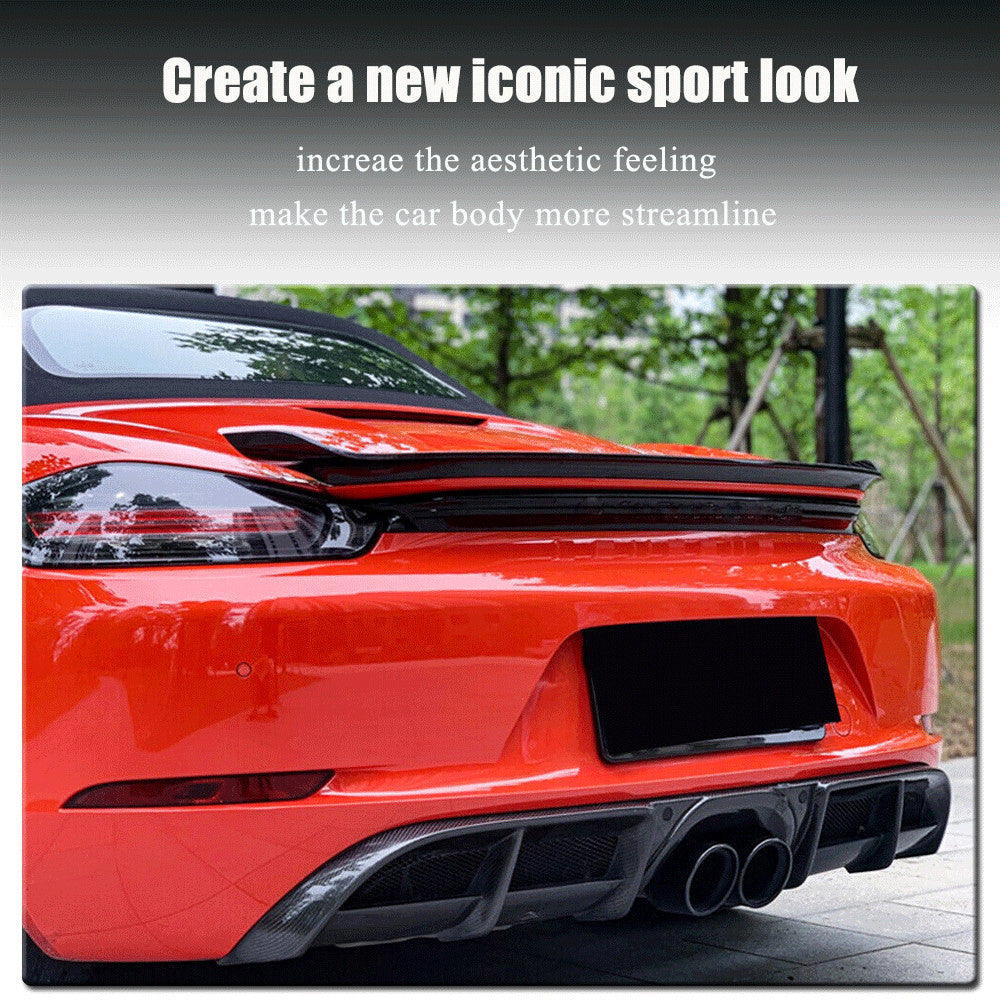 for Porsche 718 Convertible Dry Carbon Fiber Rear Trunk Spoiler Wing Lip