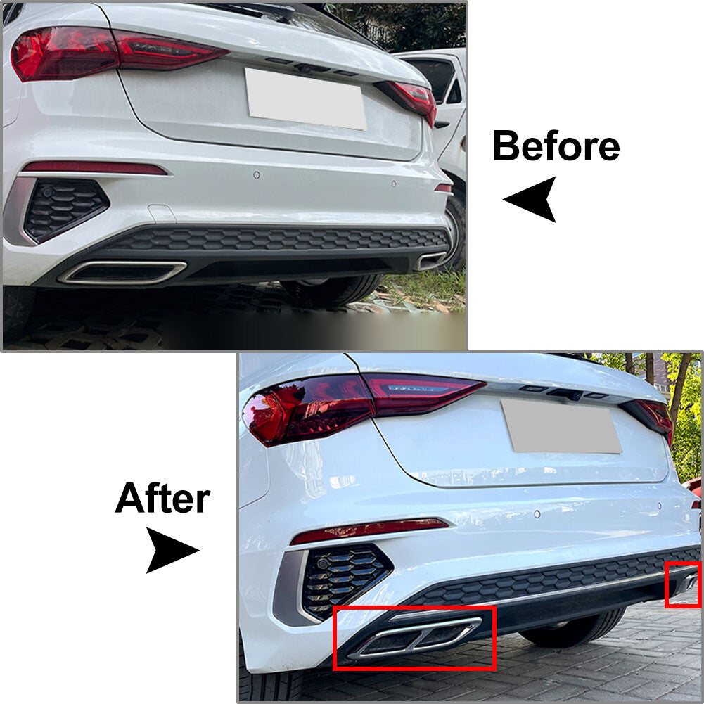 Rear Throat Exhaust Pipe Muffler Tips Cover Trim for Audi A3 8Y 2021-23 2021 23