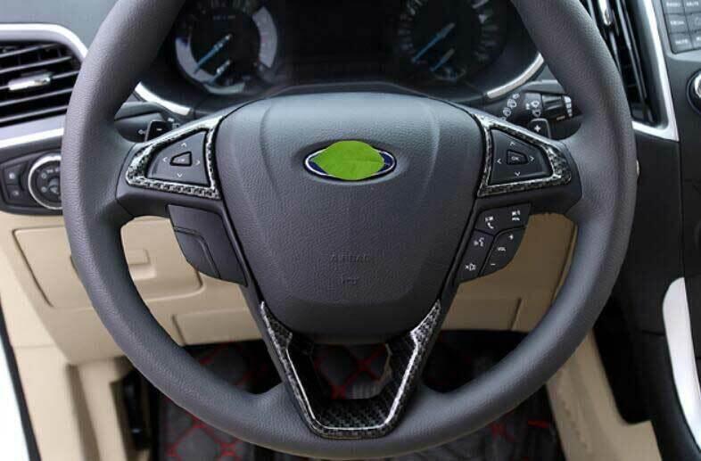 Carbon Fiber Steering Wheel U Type Cover Trim 3PCS Fit for Ford Edge 2015-2022