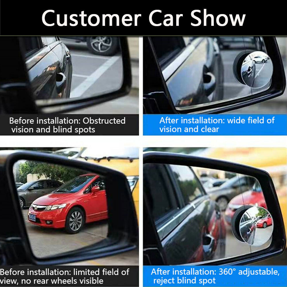 360¡ã HD Blind Spot Mirror Adjustable Car Round Convex Rear View Mirror 2PCS