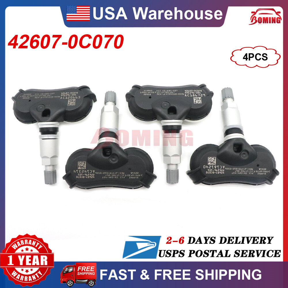 NEW TPMS TIRE PRESSURE SENSOR 4PCS For 42607-0C070 for Toyota Sequoia for Sienna Tundra