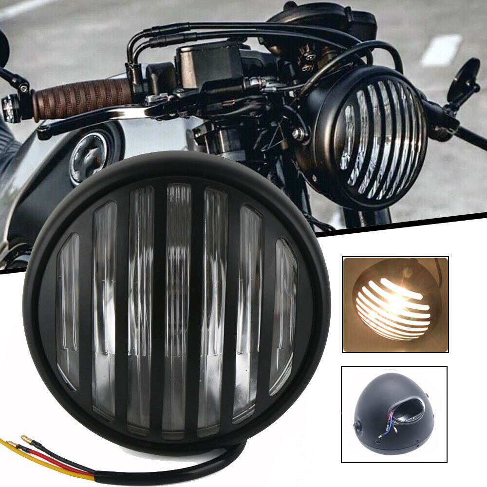 Black metal 7-inch motorcycle headlight grill for Harley Chopper Bobber for Honda