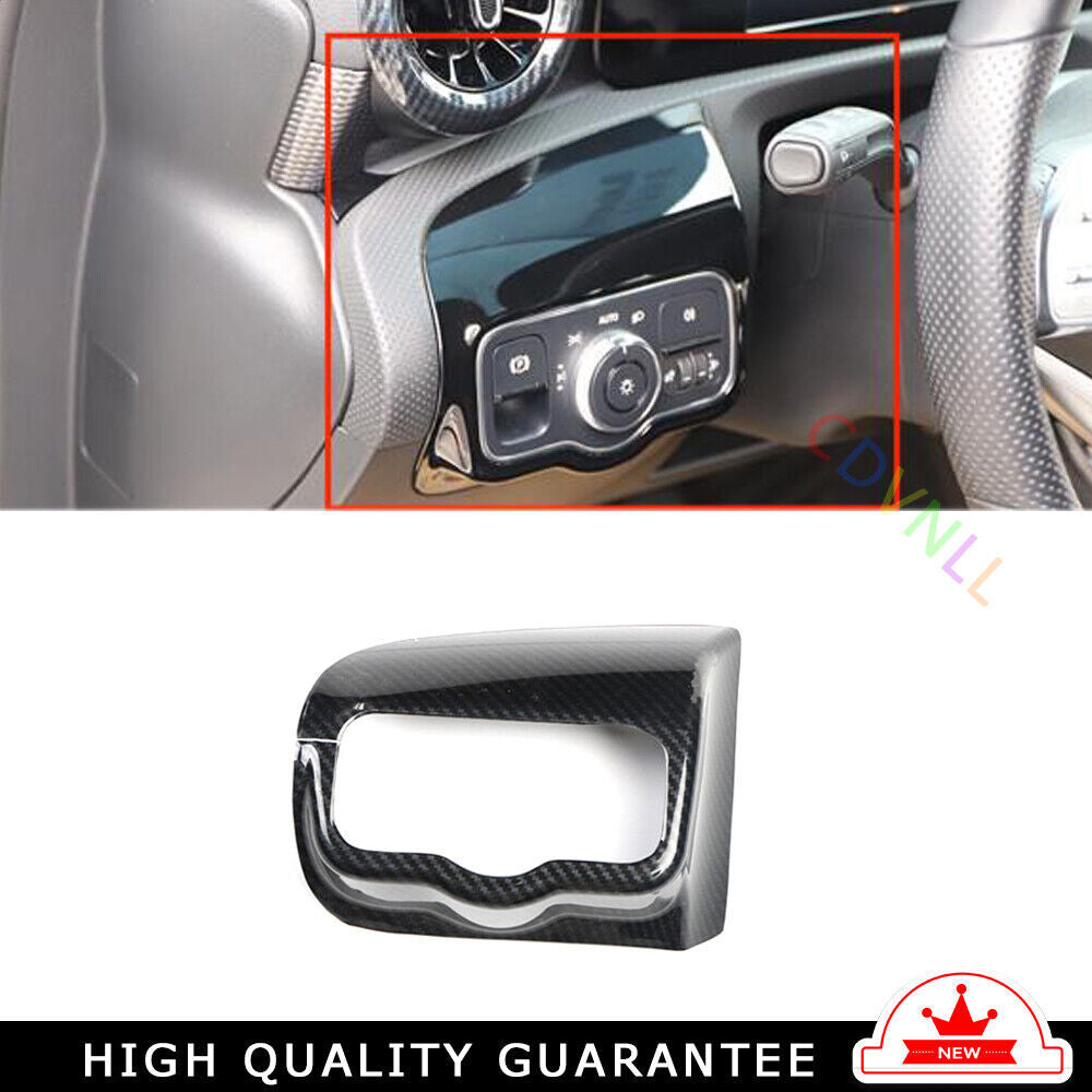 Headlight Button Frame Cover Trim Fit for Mercedes-Benz AMG35 19-21 Carbon Fiber