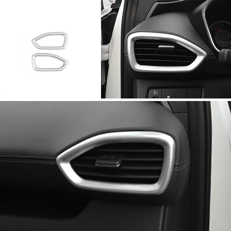 for Hyundai Santa Fe 2019-2022 Silver Console LR AC Air Outlet Vent Cover Trim