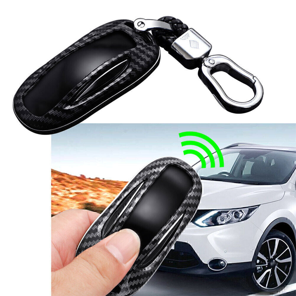 Car for Smart Key Fob Case Cover Accessories Fit for Tesla Model X Carbon Fiber