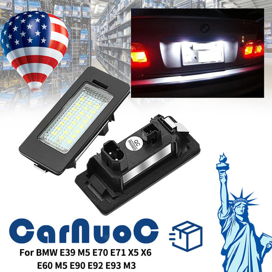 For BWM E39 M5 E70 E71 X5 X6 E60 E90 Car LED License Plate Lights Lamps 2X