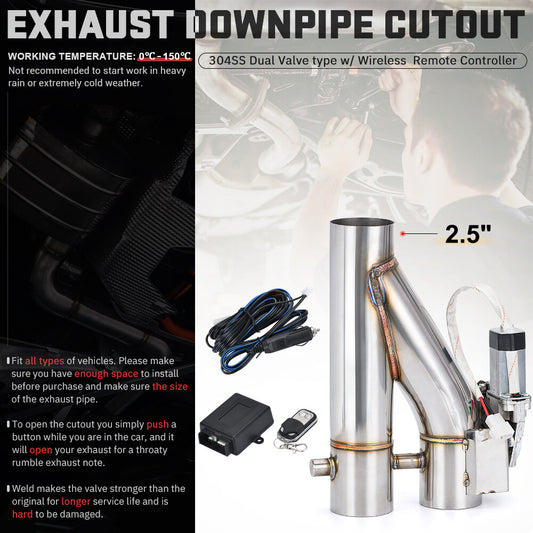 2.5 Electric Exhaust Downpipe Catback Y Pipe Dual Valve Control Remote Kit