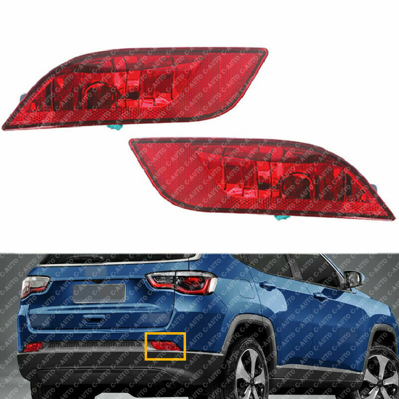 ?? Pair Rear Bumper Taillight Reflector Light for Jeep Compass 2017-2019 ??