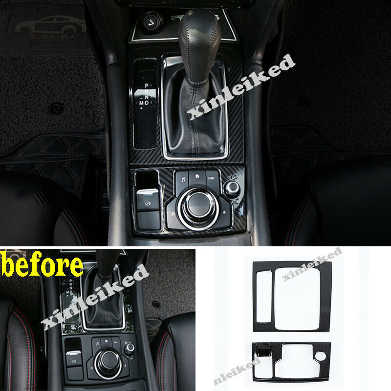 Carbon Fiber Inner Gear Shift Box Panel Cover Trims for Mazda 3 Axela 2017 2018